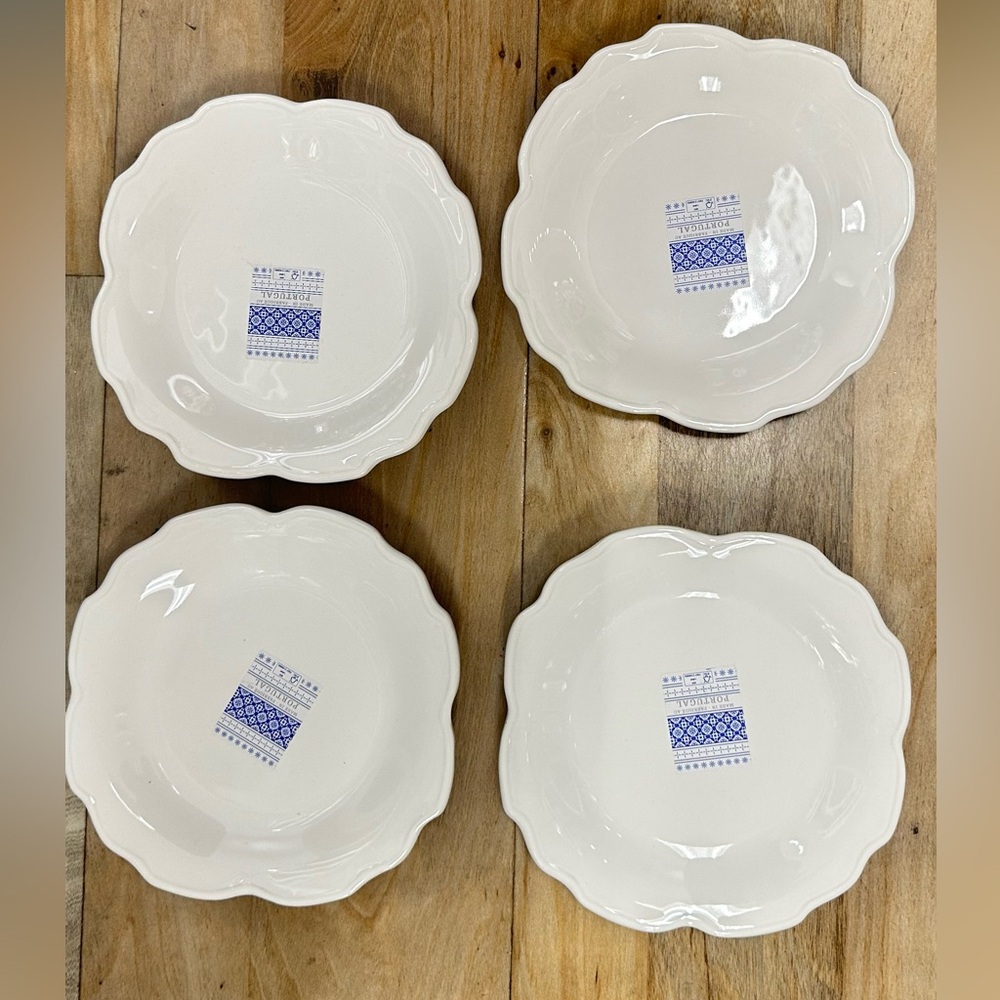 White Scalloped Ceramic 8” Side plates - Set of 4
